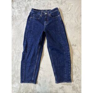 Old Navy High Rise Barrel Leg Jeans Womens Size 4 Dark Wash Denim